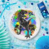 Assiettes En Carton T-Rex Dinosaur Jurassique Reptile sur les Peinture (Fête)