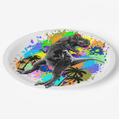 Assiettes En Carton T-Rex Dinosaur Jurassique Reptile sur les Peinture (Angle)