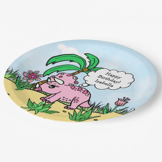 Assiettes En Carton T-Rex Dinosaur Plaques d'anniversaire à thème (Angle)