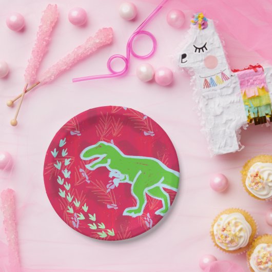 Assiettes En Carton T-Rex Dinosaure Tracks Jurassic (Fête)