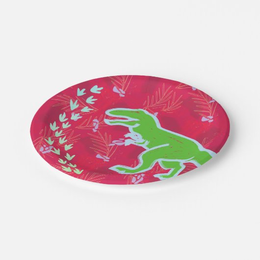 Assiettes En Carton T-Rex Dinosaure Tracks Jurassic (Angle)