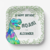 Assiettes En Carton T-Rex Roar Dinosaur Jungle Anniversaire (Recto)