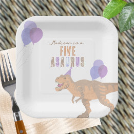 Assiettes En Carton T-Rex Tan N'Importe Quel Âge Mignonne Dinosaure An