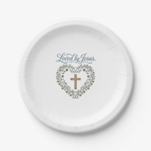 Assiettes En Carton T-shirt chrétien à croix florale aimé de Jésus Des