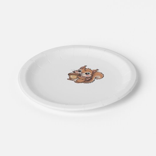 Assiettes En Carton T-shirt classique écureuil d'automne (Angle)