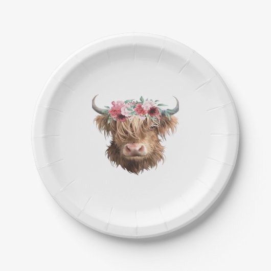 Assiettes En Carton T-shirt classique Peinture de vache Highland (Devant)