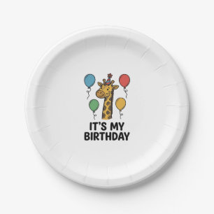 Assiettes En Carton T-shirt de fête d'anniversaire de girafe mignon De