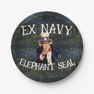 Assiettes En Carton T-shirt de fête du phoque éléphant de l'ex-marine