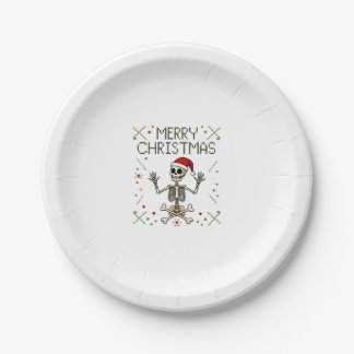 Assiettes En Carton T-shirt de Noël gothique crâne rock laid de Noël
