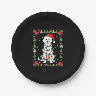 Assiettes En Carton T-shirt de Noël moche avec chien Boxer blanc drôle