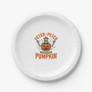 Assiettes En Carton T-shirt drôle de squelette d'Halloween Peter Peter