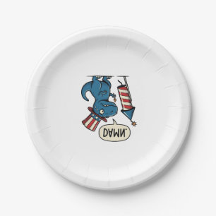 Assiettes En Carton T-shirt drôle patriotique T-Rex feu d'artifice Des