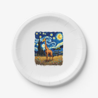 Assiettes En Carton T-shirt girafe mignon Afrique - Nuit étoilée
