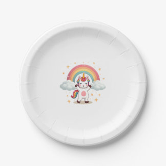 Assiettes En Carton T Shirt Licorne Dabant - Danse Drôle de Dab Arc-en