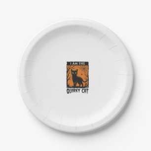 Assiettes En Carton T-Shirt Quirky Cat Halloween Gravure Vintage Des
