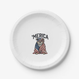Assiettes En Carton T-shirt vectoriel vintage 'Merica Bulldog patrioti