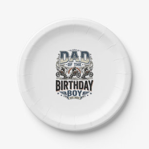 Assiettes En Carton T-shirt vintage Motocross Papa du garçon d'anniver