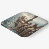 Assiettes En Carton Tabby Cat Sur Cordes Nautiques (Angulaire)