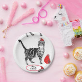 Assiettes En Carton Tabby Chat de Noël Chats Rouge Blanc Drôle Papier (Fête)