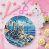 Assiettes En Carton Tabby Chat Sur Les Cordes De Bateau (Fête)