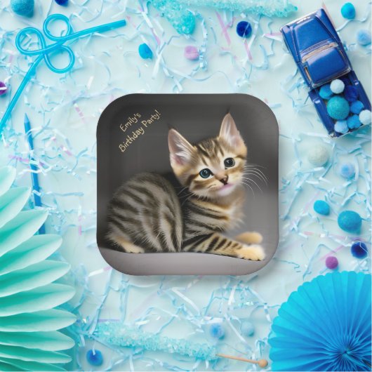 Assiettes En Carton Tabby chatte moelleux chatte bébé (Fête)