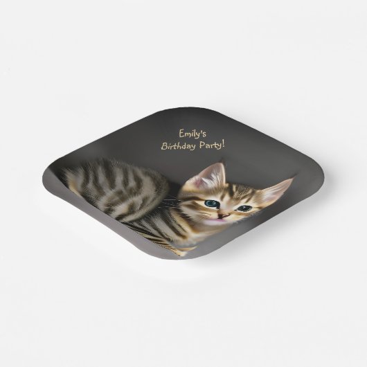 Assiettes En Carton Tabby chatte moelleux chatte bébé (Angulaire)