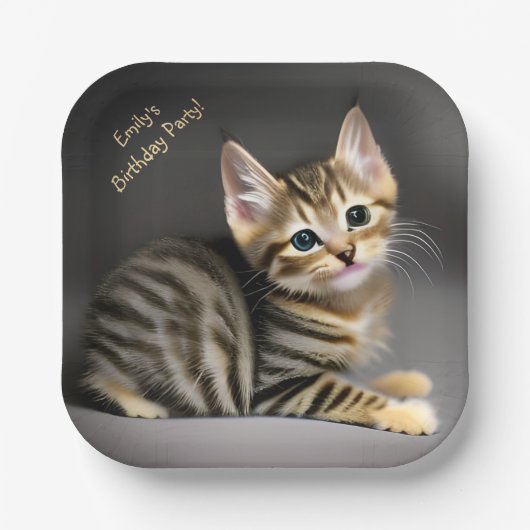 Assiettes En Carton Tabby chatte moelleux chatte bébé (Recto)