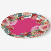 Assiettes En Carton Table de baby shower mariage rose vif aquarelle fl (Angle)