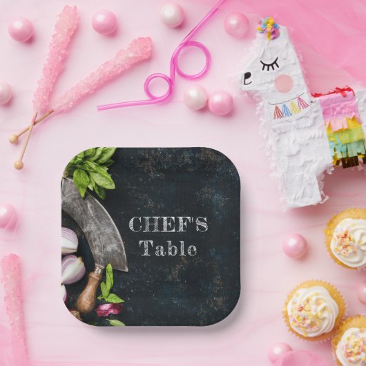 Assiettes En Carton Table du chef cuisine rustique (Fête)