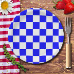 Assiettes En Carton Tableau de À damiers bleu néon et blanc Vintage<br><div class="desc">Tableau de À damiers bleu néon et blanc | VINTAGE | Classique | tendance | Style | Mode | Minimal</div>