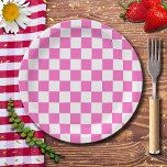 Assiettes En Carton Tableau de À damiers rose et blanc Neon Vintage<br><div class="desc">Tableau de À damiers rose et blanc Neon | VINTAGE | Classique | tendance | Style | Mode | Minimal</div>