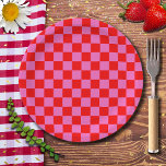 Assiettes En Carton Tableau de À damiers rose et rouge Neon Vintage<br><div class="desc">Tableau de contrôle Neon Pink et Red À damiers | VINTAGE | Classique | tendance | Style | Mode | Minimal</div>