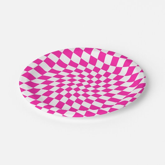 Assiettes En Carton Tableau de contrôle rétro à chaud rose dépoli (Angle)