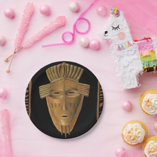 Assiettes En Carton Tableau de Masque Africain par Chariklia Zarris (Fête)