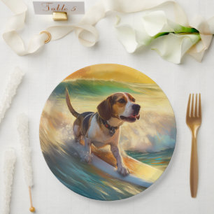 Assiettes En Carton Tableau de surf de plage beagle