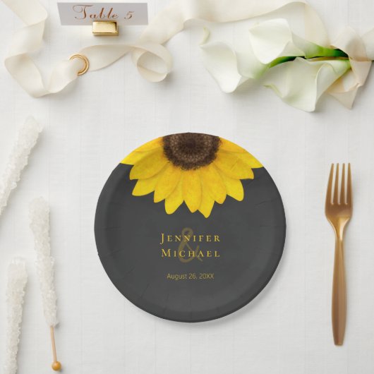Assiettes En Carton tableau de tournesol mariage fleuri rustique (Mariage)