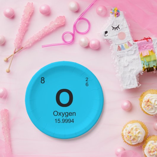 Assiettes En Carton Tableau des éléments périodique (l'oxygène) (Fête)