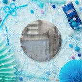 Assiettes En Carton Tableau gris et bleu Abstrait (Fête)