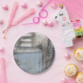 Assiettes En Carton Tableau gris et bleu Abstrait (Fête)