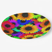 Assiettes En Carton Tableau joyeux de tournesols colorés (Angle)