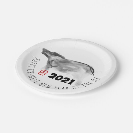 Assiettes En Carton Tableau original OX Nouvel An Chinois 2021 PP (Angle)