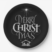 Assiettes En Carton Tableau religieux de calligraphie de Joyeux Noël (Devant)