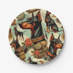 Assiettes En Carton Tableau vintage Doberman sans joint