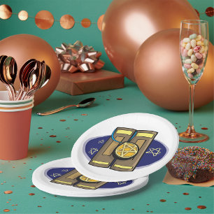 Assiettes En Carton Tablettes de pierre anciennes avec amulette pentag