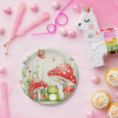 Assiettes En Carton Tabouret de toilette Little Mushroom et Baby showe (Fête)