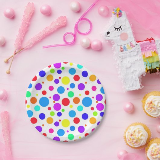 Assiettes En Carton Taches colorées multi lumineuses (Fête)