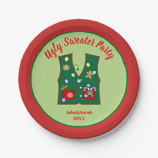Assiettes En Carton Tacky Christmas Lights Ugly Sweater party (Devant)