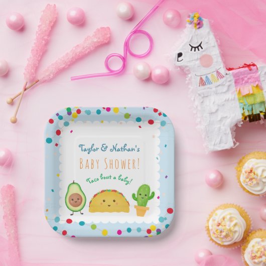 Assiettes En Carton Taco à propos d'un bébé ! Baby shower d'accueil à  (Fête)