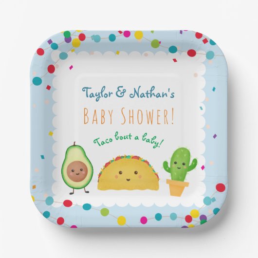 Assiettes En Carton Taco à propos d'un bébé ! Baby shower d'accueil à (Recto)