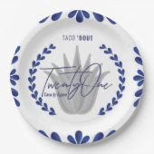 Assiettes En Carton Taco' Bout 21 | Plaques papier Tequila bleu/argent (Devant)